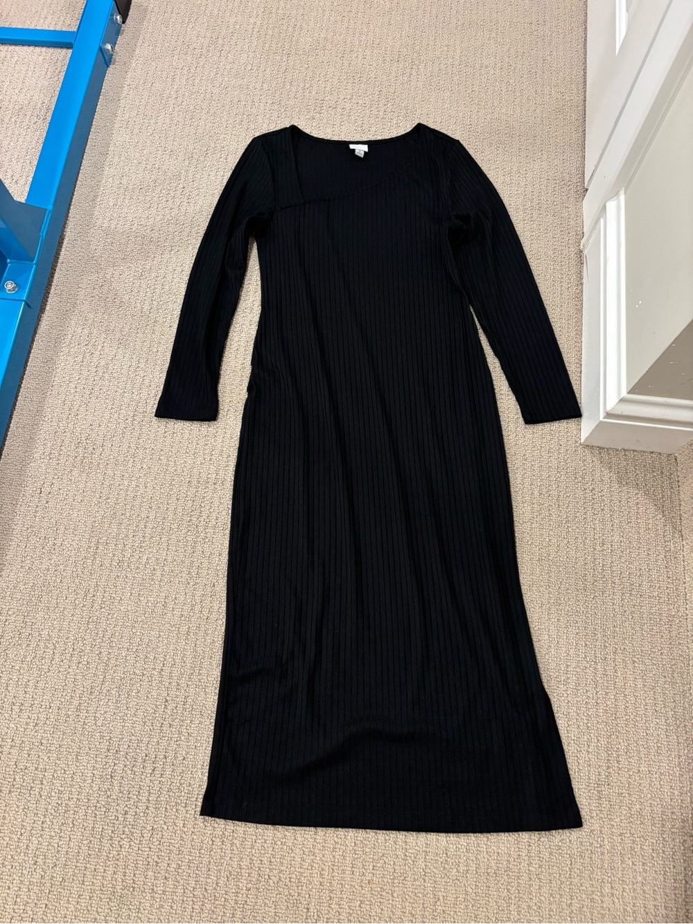 a new day Black Ribbed Long Sleeve Maxi Dress